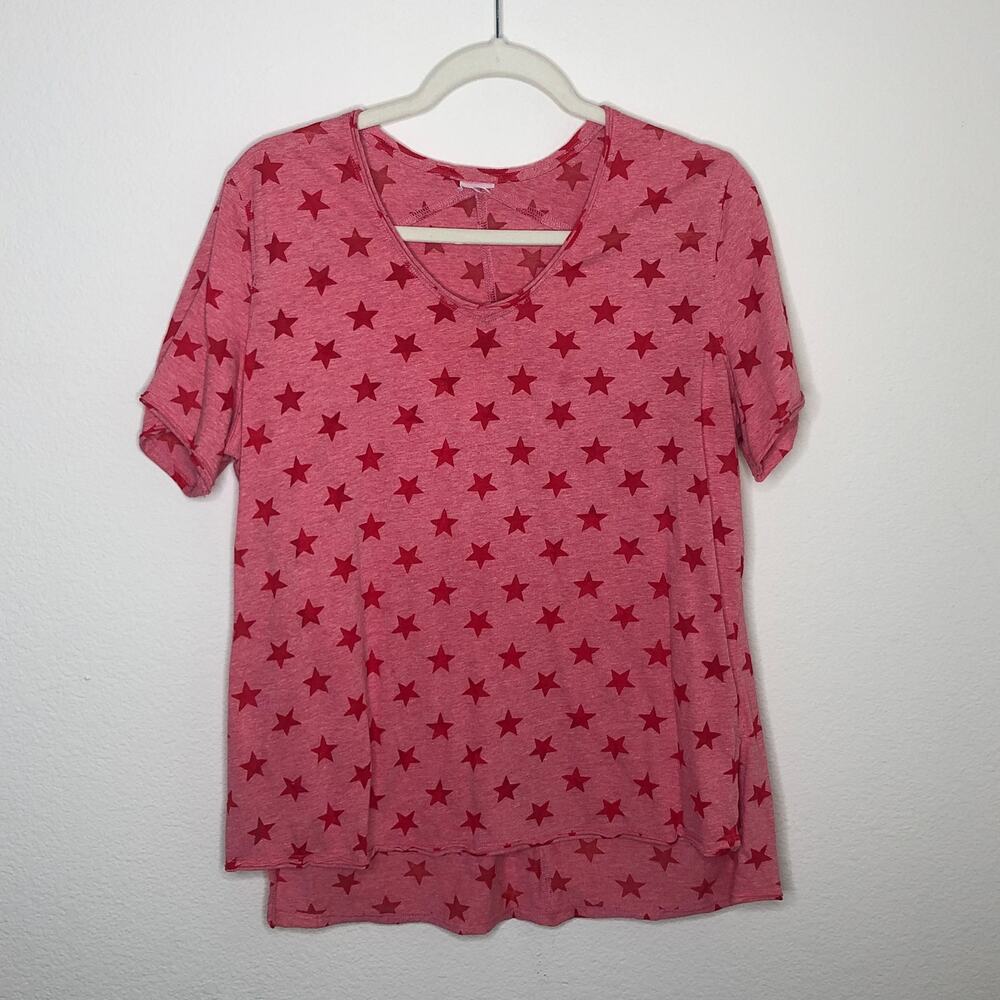 Red Pink Star Cutout Tee Large